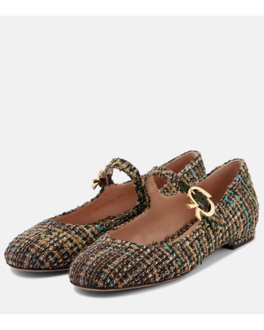 Gianvito Rossi Brown Venezia Boucle Ballet Flats