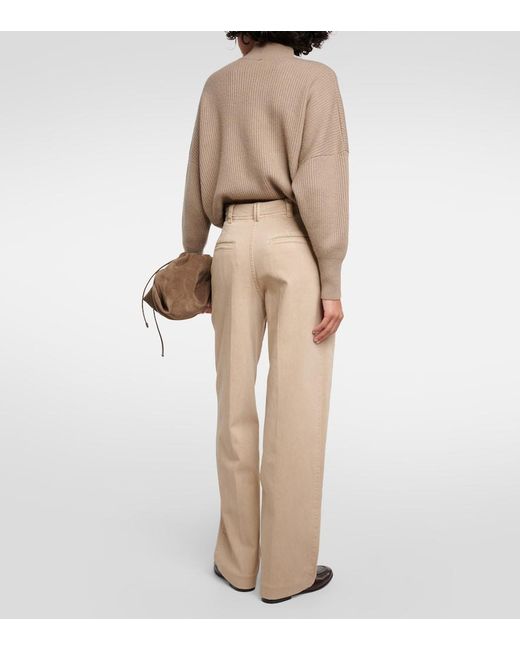 Brunello Cucinelli Natural Pleated Jeans