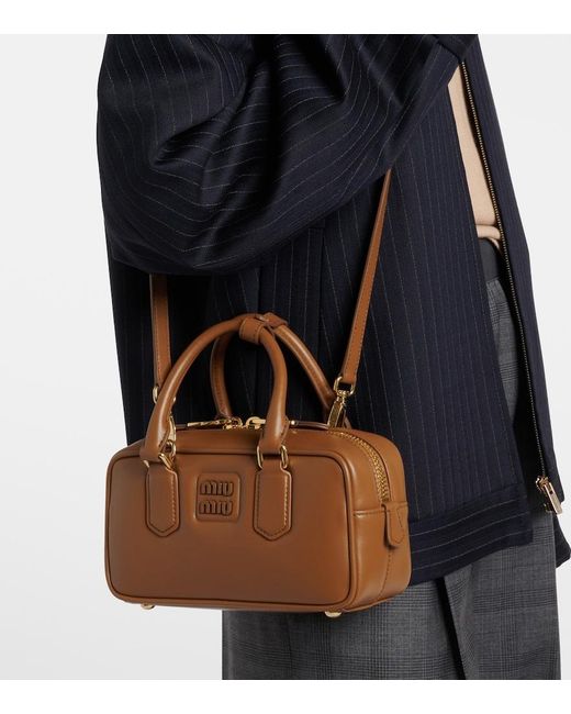 Miu Miu Brown Arcadie Small Leather Tote Bag