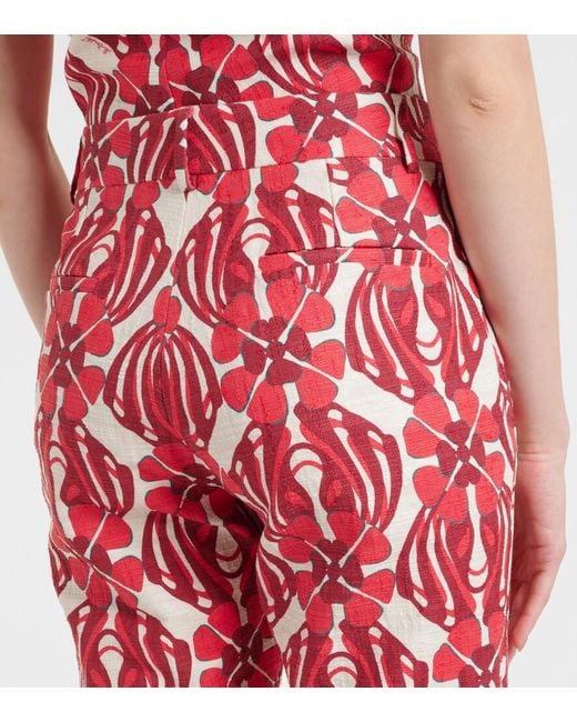 LaDoubleJ Red 24/7 Printed Cotton Straight Pants