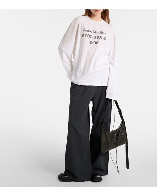 Acne White Long-Sleeve Round-Neck T-Shirt