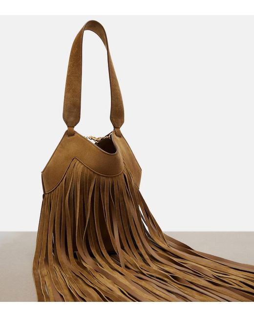 Khaite Metallic Lotus Nano Fringed Suede Tote Bag