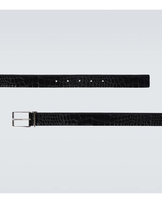 Tom Ford Black T Loop Croc-Effect Leather Belt for men