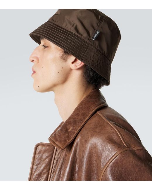 Saint Laurent Brown Logo Bucket Hat for men