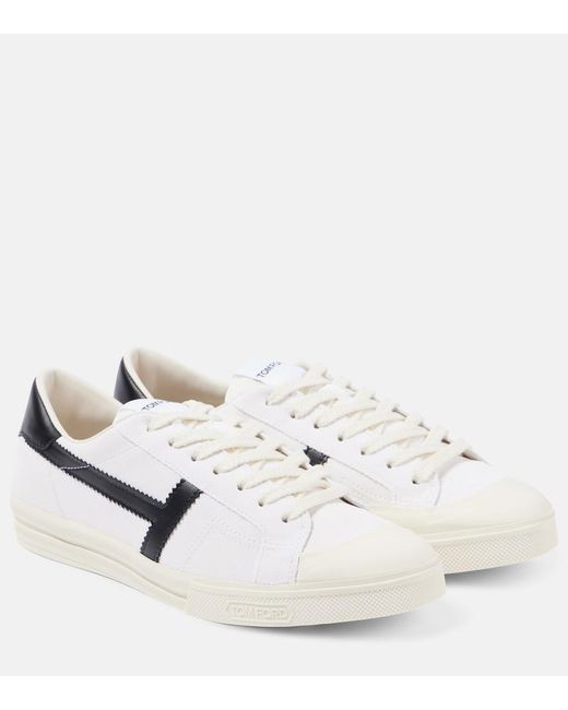 Tom Ford White Logo Leather Sneakers