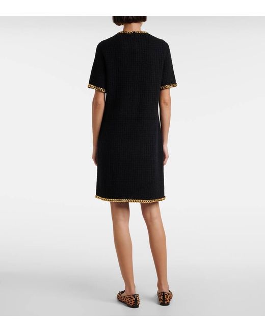 Tory Burch Black Chain-Trimmed Wool-Blend Dress