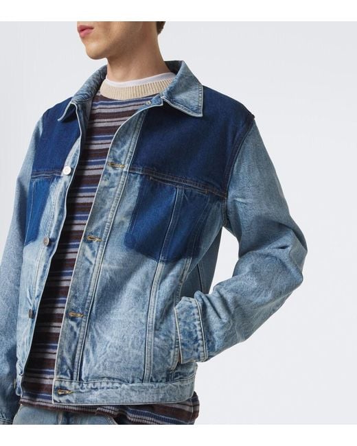 Maison Margiela Blue Patchwork Denim Jacket for men