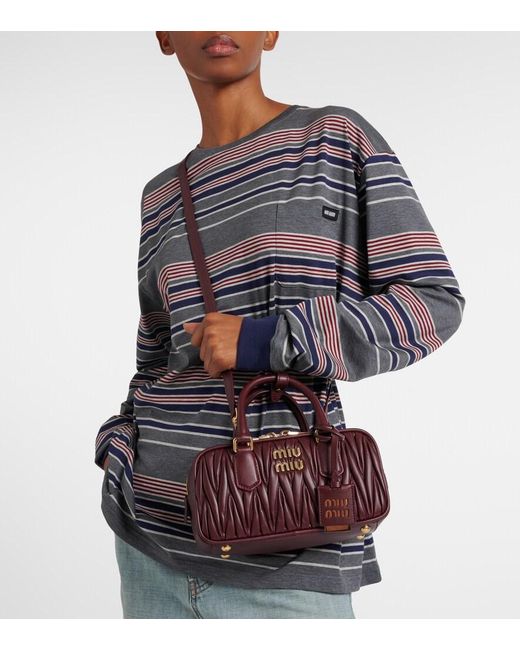 Miu Miu Red Arcadie Matelasse Leather Tote Bag