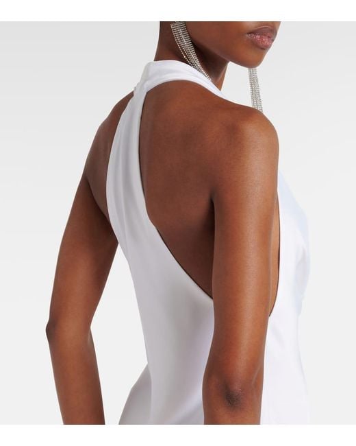 Vestido De Fiesta Drapeado Con Cuello Halter Norma Kamali de color White