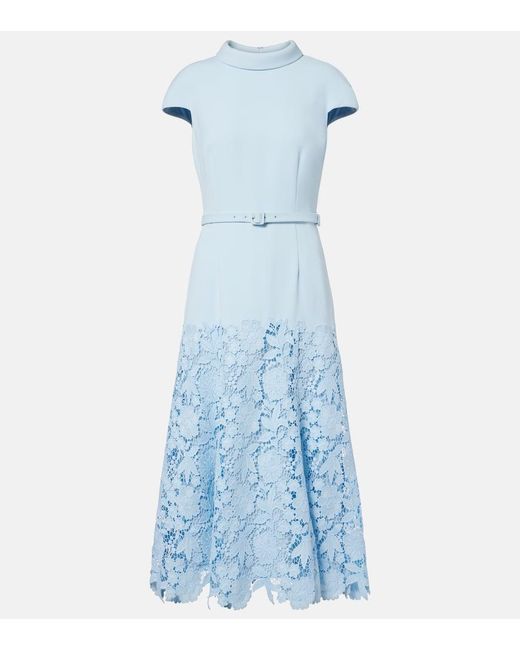 Self-Portrait Women's Blue Belted Lace Midi Dress - www.desnorhaar.be