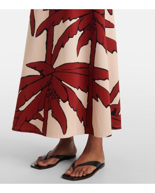 Johanna Ortiz Red Printed Cutout Midi Dress