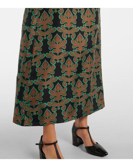 Robe Midi Swing Imprimee En Soie LaDoubleJ en coloris Green