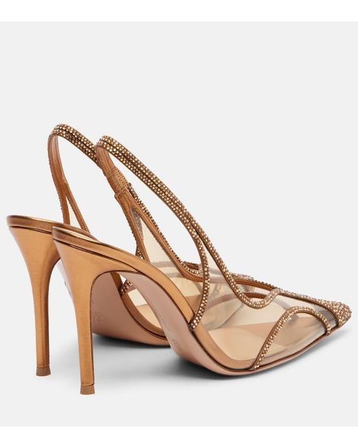 Gianvito Rossi Natural Diana 95 Leather-Trimmed Pu Slingback Pumps