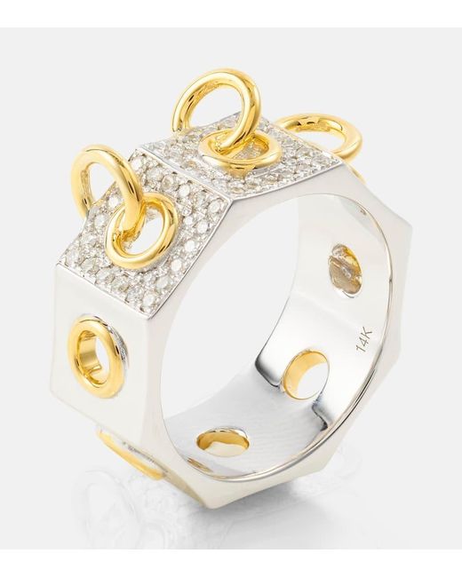 Rainbow K Metallic Eyet 14kt Yellow And White Gold Ring With Diamonds