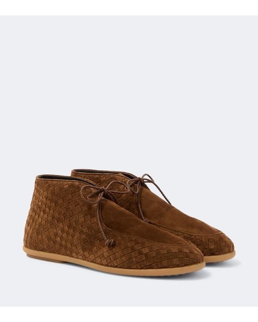 Bottega Veneta Brown Intrecciato Suede Desert Boots for men