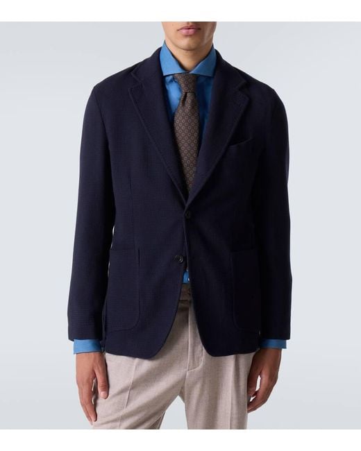 Rubinacci Blue Wool Blazer for men