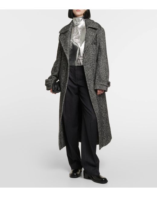 Trench-coat Ronas en laine melangee Dries Van Noten en coloris Gray