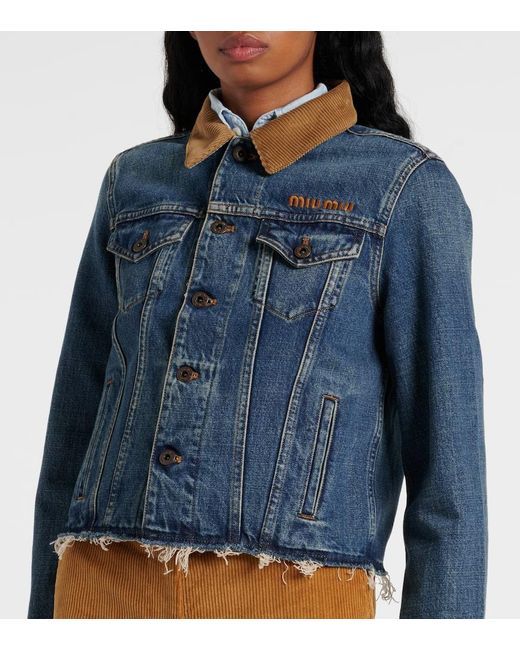 Miu Miu Blue Jeansjacke Mit Cord