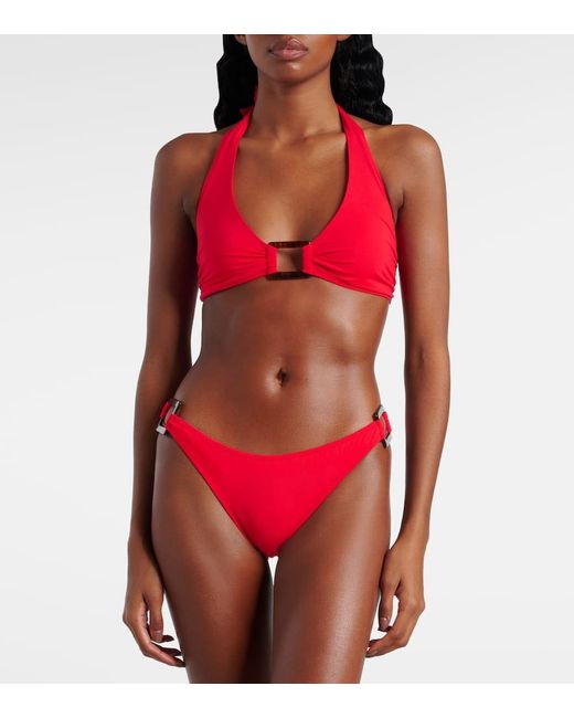 Melissa Odabash Red Verziertes Bikini-Oberteil Paris