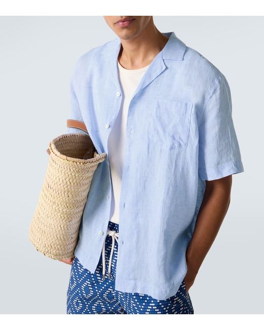 Frescobol Carioca Blue Angelo Linen Shirt for men