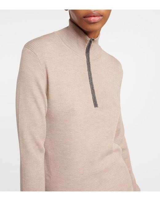 Brunello Cucinelli Natural Wool And Cashmere Sweater