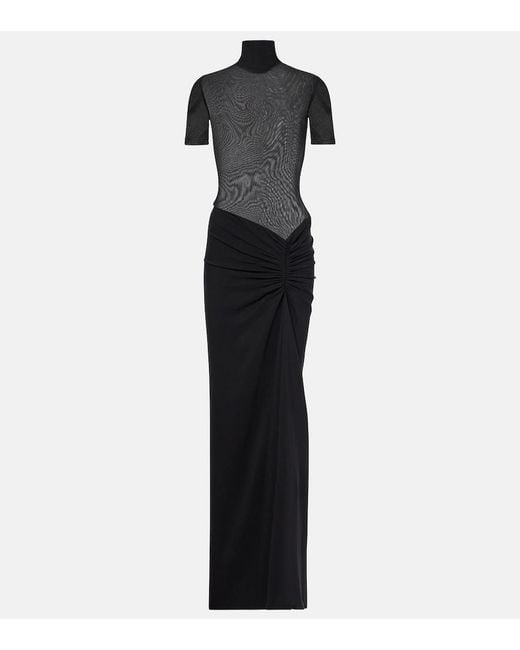 Christopher Esber Black Fusion Gathered Jersey And Crepe Maxi Dress