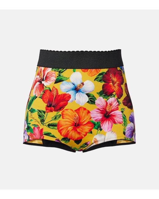 Dolce & Gabbana Red Floral Silk-Blend Shorts