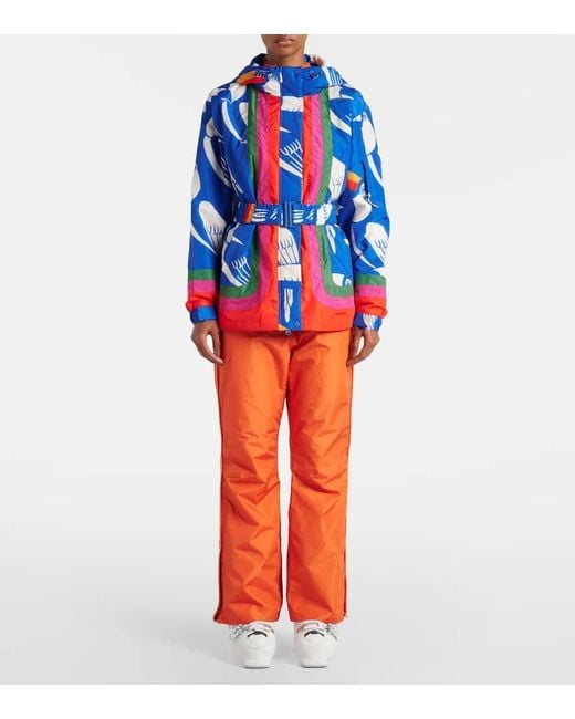 Farm Rio Blue Colorblocked Printed Ski Jacket