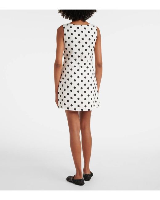 Posse White Alice Polka-Dot Linen Minidress