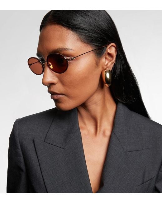 Gucci Brown Gg Tiny Oval Sunglasses
