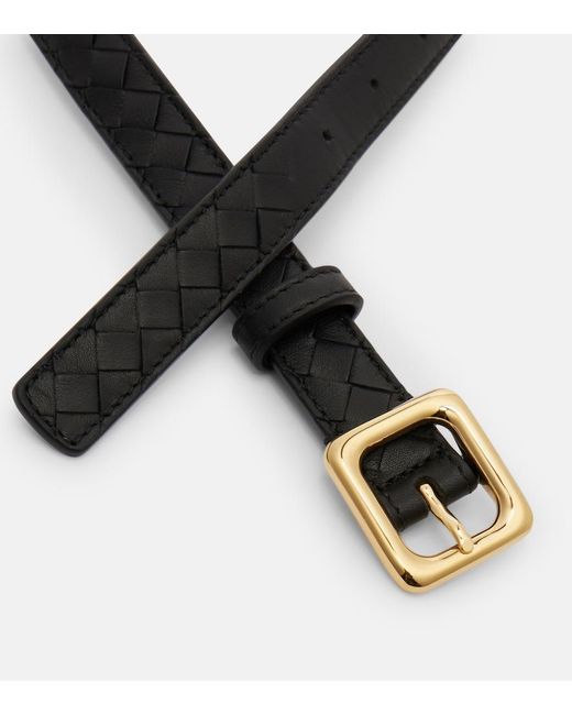 Bottega Veneta Black Intrecciato Leather Belt
