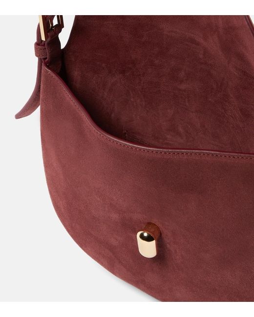SAVETTE Red Tondo Small Suede Shoulder Bag