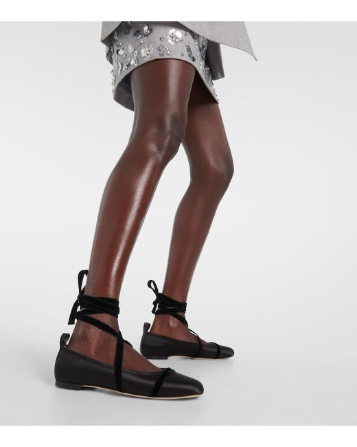 Malone Souliers Black Spencer Satin Ballet Flats