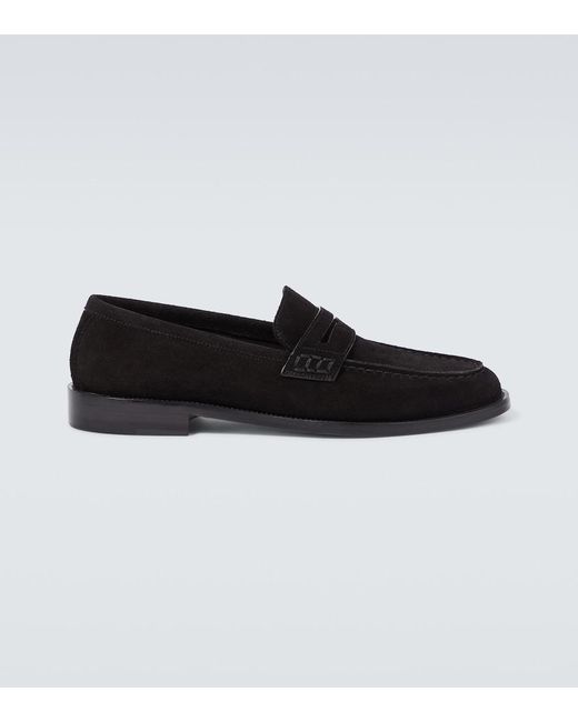 Manolo Blahnik Black Perry Suede Penny Loafers for men