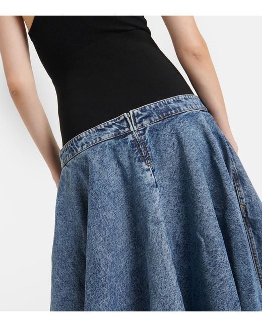 Alaïa Blue Denim Midi Skirt