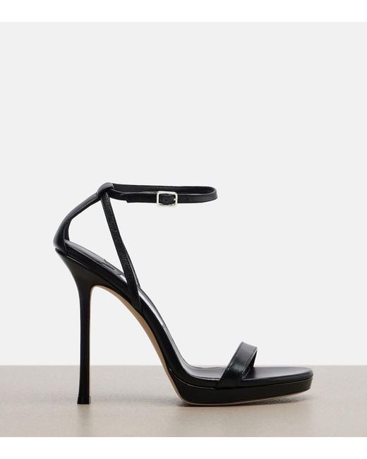 Jimmy Choo Black Moza Leather Platform Sandals