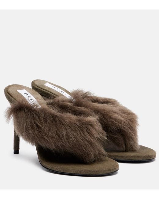 Alaïa Brown Mules Aus Shearling