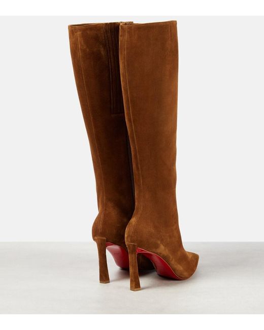 Christian Louboutin Brown Condora Botta 85 Suede Knee-High Boots