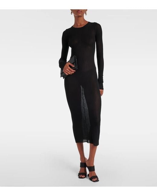 Rick Owens Black Knitted Midi Dress