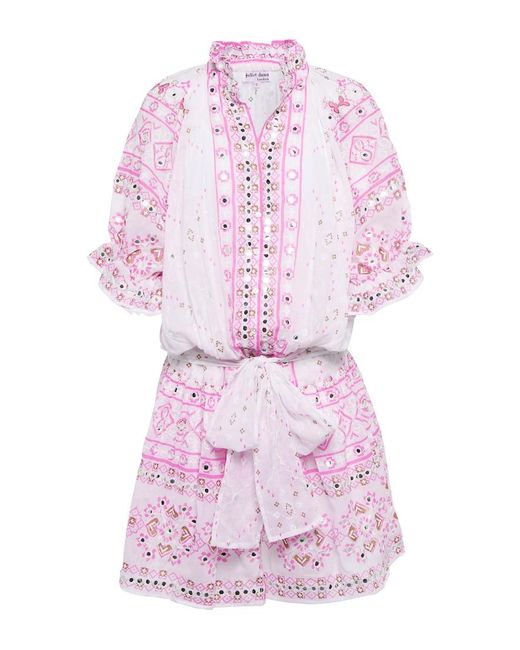 Juliet Dunn Pink Broderie Anglaise Cotton Minidress