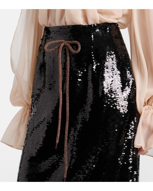 Simone Rocha Black Sequined Pencil Skirt