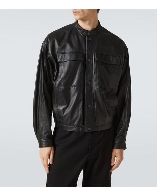 Lemaire Black Leather Blouson for men