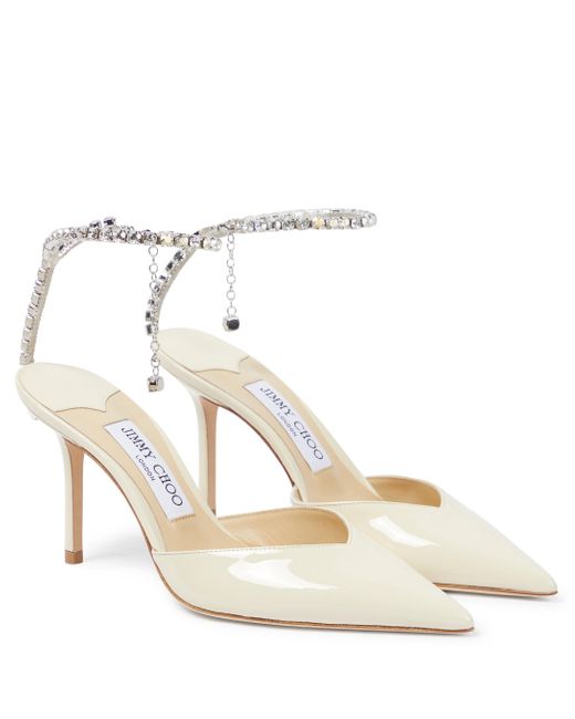 Jimmy Choo Saeda 85 Patent Leather Pumps in White | Lyst Canada