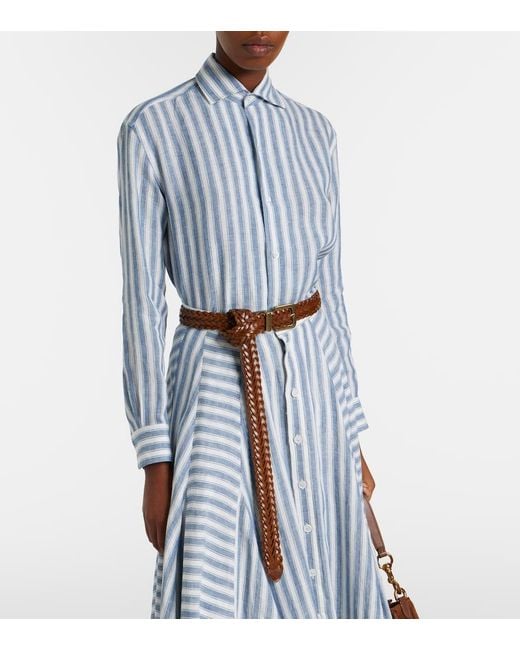 Ralph Lauren Blue Capri Striped Linen Shirt