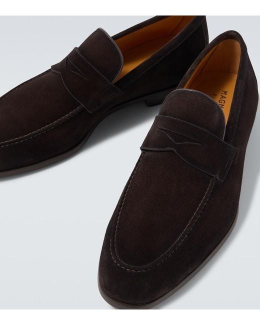 Magnanni Shoes Black Diezma Ii Suede Penny Loafers for men