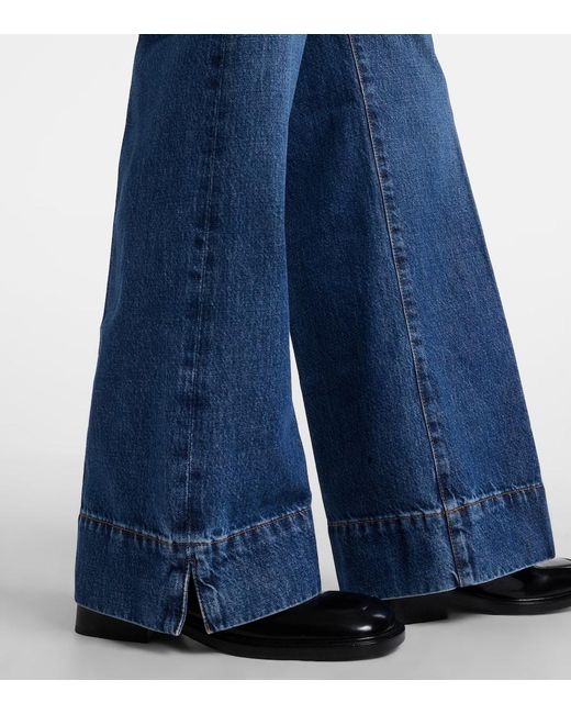 FRAME Blue Slice High-Rise Flared Jeans