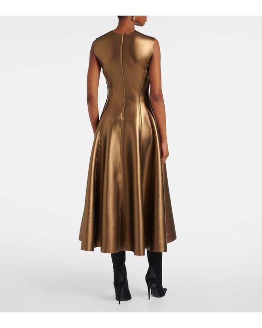 Norma Kamali Brown Faux Leather Midi Dress