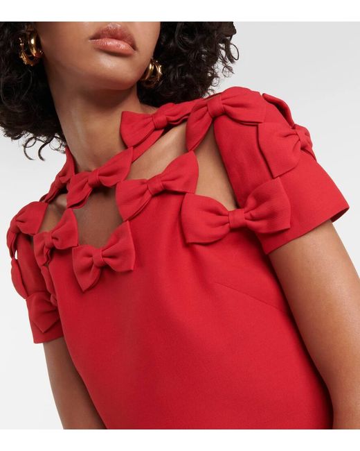 Vestido corto de Crepe Couture con lazo Valentino de color Red