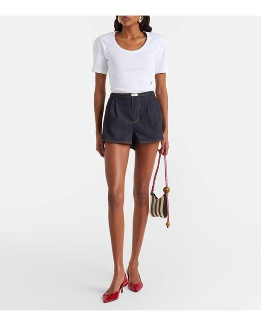 Jacquemus Blue Logo Denim Shorts