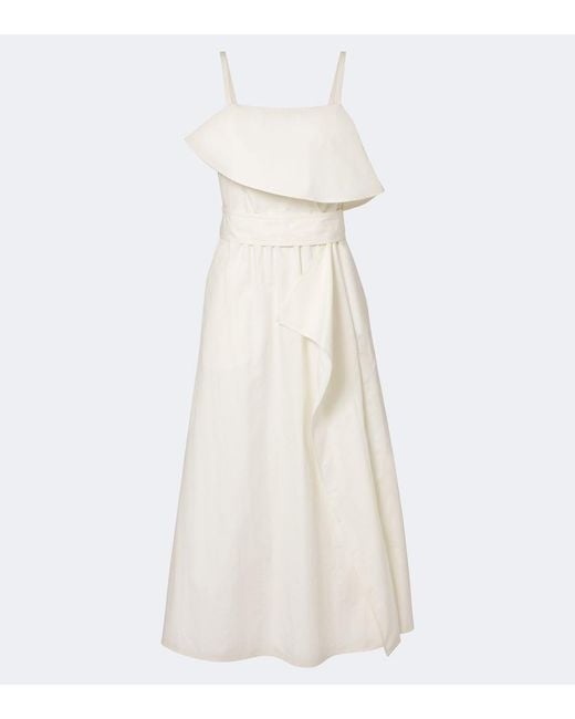 Proenza Schouler Natural Reign Ruffled Cotton-Blend Midi Dress